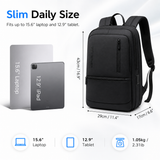 Expandable 15.6" Laptop Backpack – 12L–22L Business & Travel Bag with USB-C & USB-A Charging Ports
