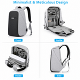 Premium Anti-Theft 15.6-Inch Laptop Backpack with USB Charging – Light Grey