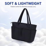 Premium 20L Puffer Laptop Tote Bag with 40 oz Tumbler Holder & Trolley Sleeve – Black