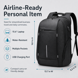 Slim Anti-Theft 15.6" Laptop Backpack with TSA Lock & USB Charging – Business Travel Backpack