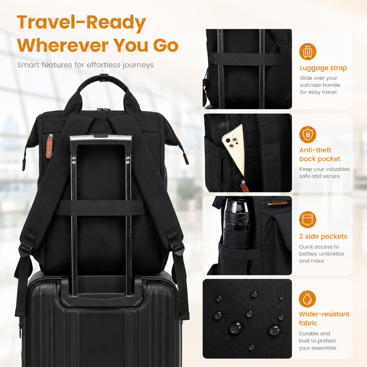 Women’s 15.6" Laptop Backpack – Premium Work, Travel & Everyday Organizer Bag