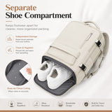 Women’s Flight-Ready Carry-On Backpack with Shoe Compartment & Wet Pocket – Beige