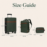 Green 3-Piece Carry-On Luggage Set with Backpack & Toiletry Bag