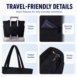 Premium 20L Puffer Laptop Tote Bag with 40 oz Tumbler Holder & Trolley Sleeve – Black