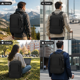 35L Expandable Carry-On Travel Backpack with 17.3-Inch Laptop Compartment – Black
