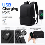 Expandable 15.6" Laptop Backpack – 12L–22L Business & Travel Bag with USB-C & USB-A Charging Ports
