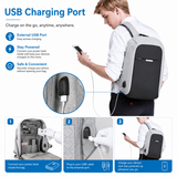 Premium Anti-Theft 15.6-Inch Laptop Backpack with USB Charging – Light Grey