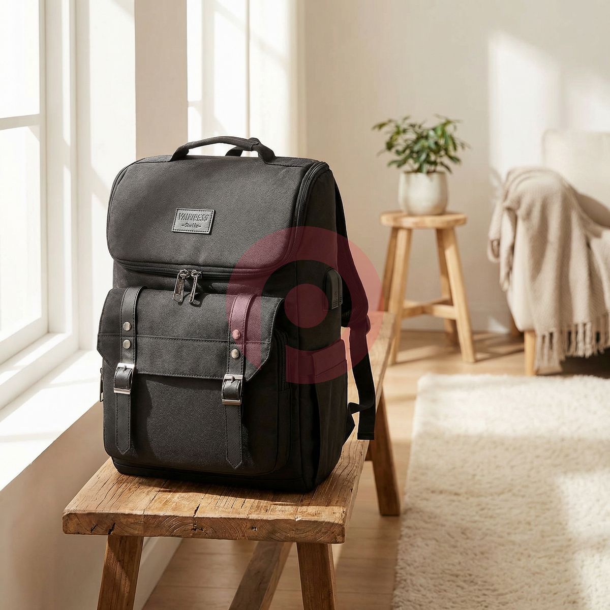 Vintage Laptop Backpack with USB Charging – Lightweight 15.6″ Travel & College Backpack