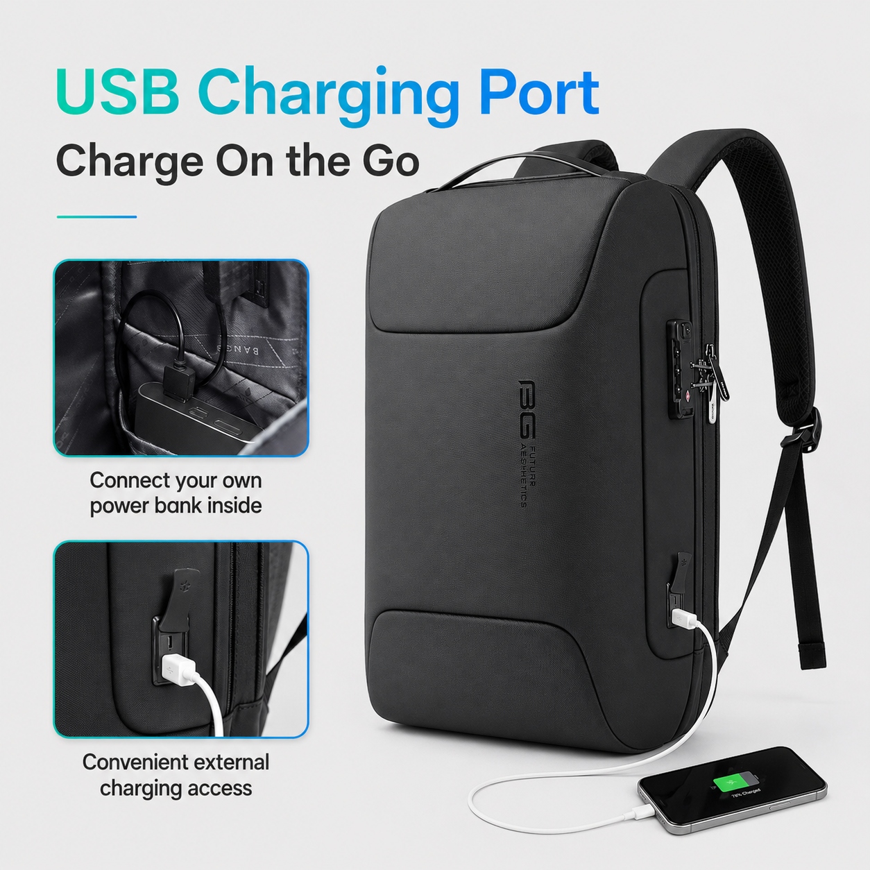 Anti-Theft Business Laptop Backpack 15.6" – TSA Lock, USB Charging & Water-Resistant Travel Design