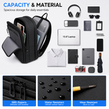 Expandable 15.6" Laptop Backpack – 12L–22L Business & Travel Bag with USB-C & USB-A Charging Ports