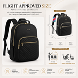 Premium Quilted Laptop Backpack for Women – 15.6" Work & Travel Bag with USB Charging