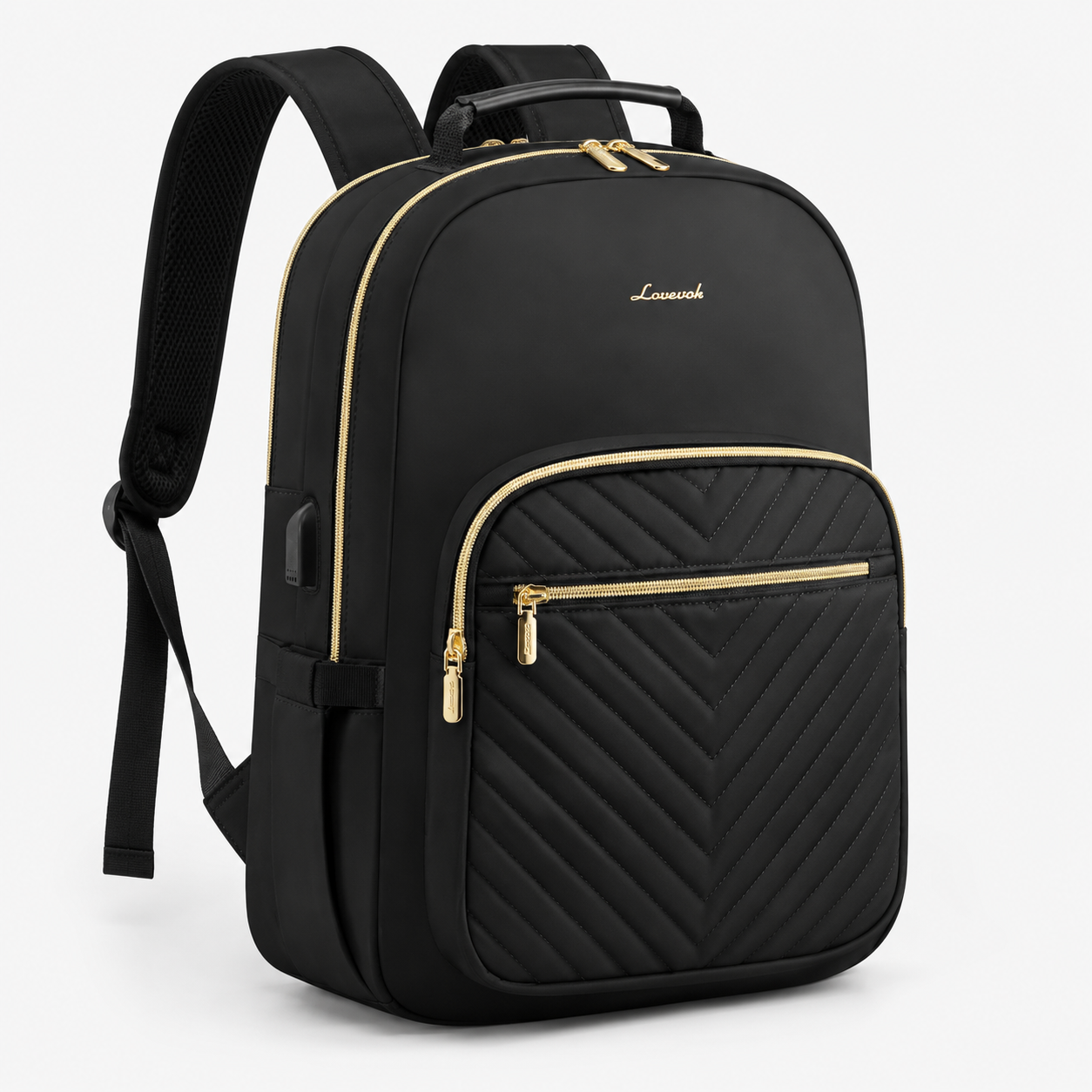 Premium Quilted Laptop Backpack for Women – 15.6" Work & Travel Bag with USB Charging