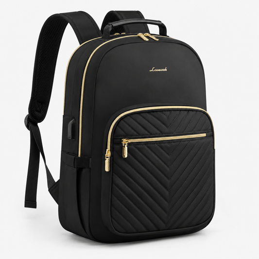 Premium Quilted Laptop Backpack for Women – 15.6" Work & Travel Bag with USB Charging