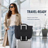 Premium 20L Puffer Laptop Tote Bag with 40 oz Tumbler Holder & Trolley Sleeve – Black